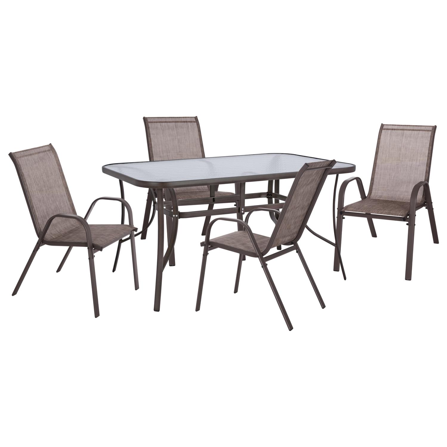 Σετ κήπου Τραπεζαρία C5201 5τεμ Μεταλλικό Καφέ με Τραπέζι 150x90x72 εκ. & 4 Καρέκλες