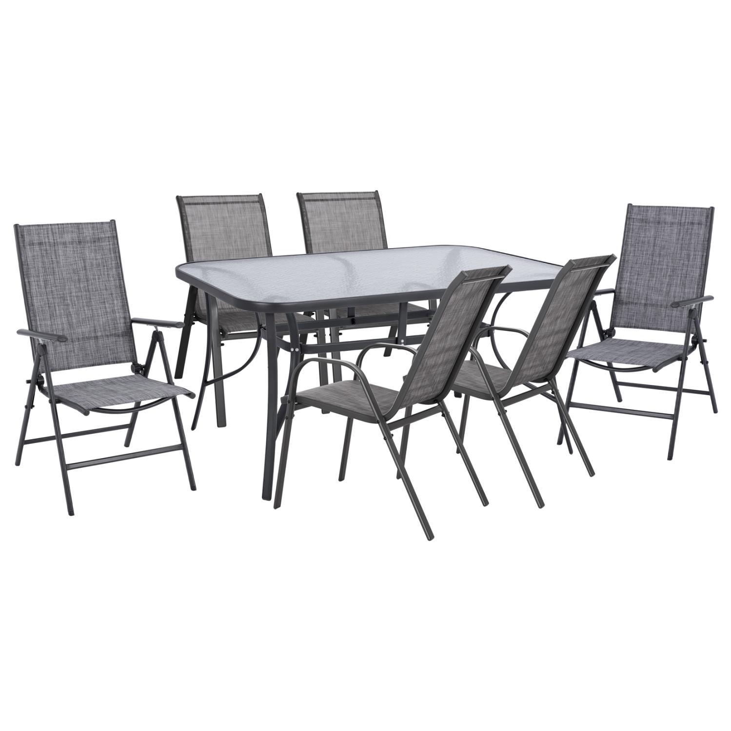 Σετ κήπου Τραπεζαρία C10557.01 7 τεμ Γκρί Μέταλλο - Textline