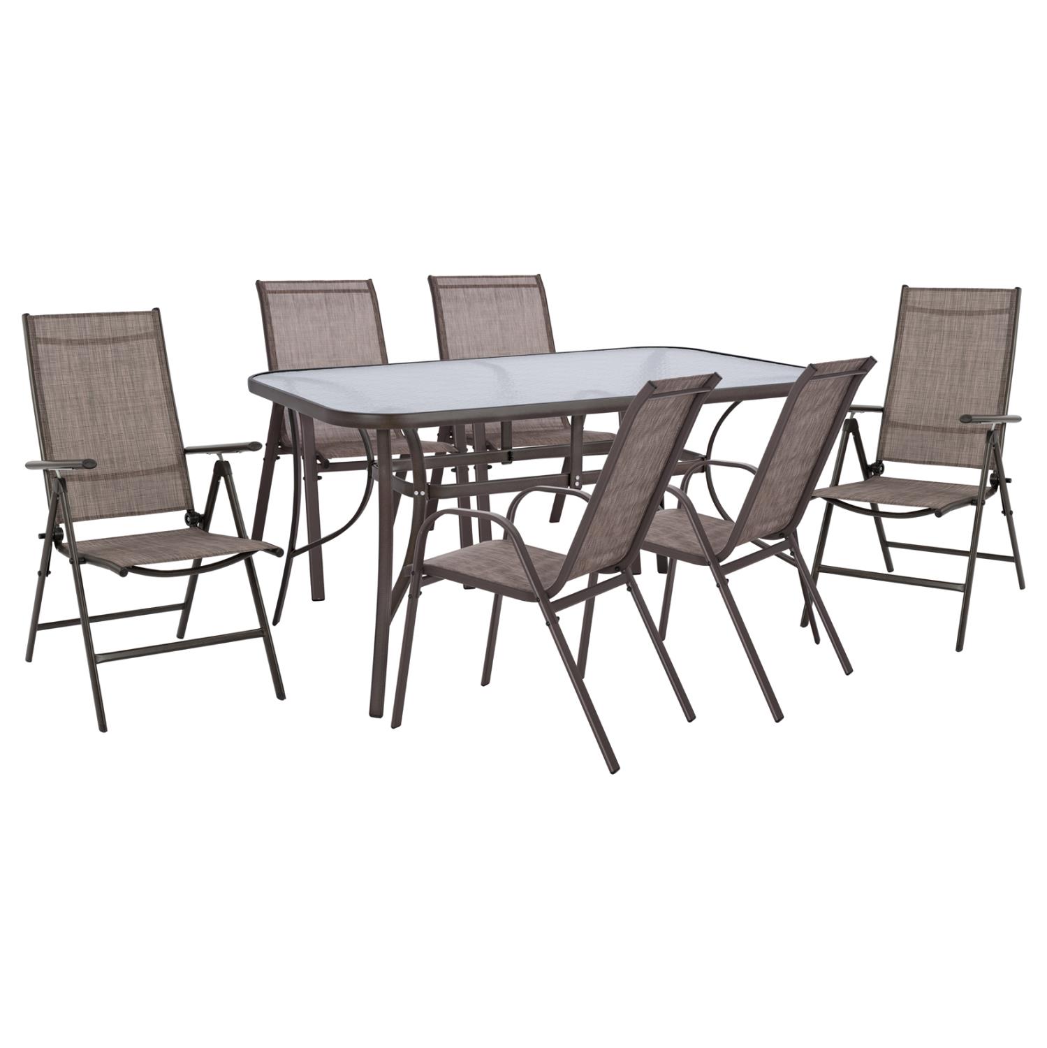 Σετ κήπου Τραπεζαρία C10557.02 7 τεμ Μεταλλικό Καφέ