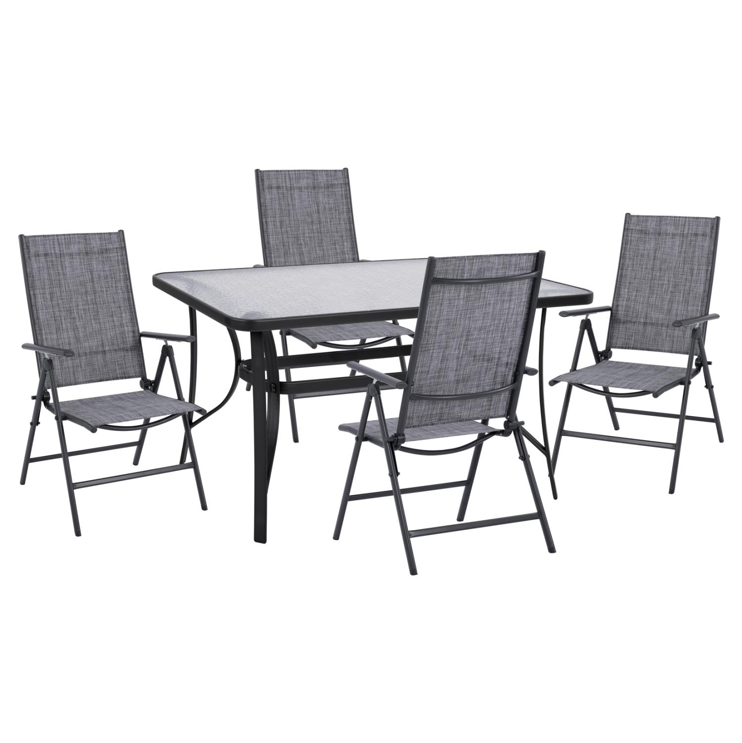 Σετ Κήπου Τραπεζαρία C10558.01 5 τεμ Μεταλλικό Γκρί με Τραπέζι 140x80x72 εκ. & 4 Καρέκλες Πτυσσόμενες
