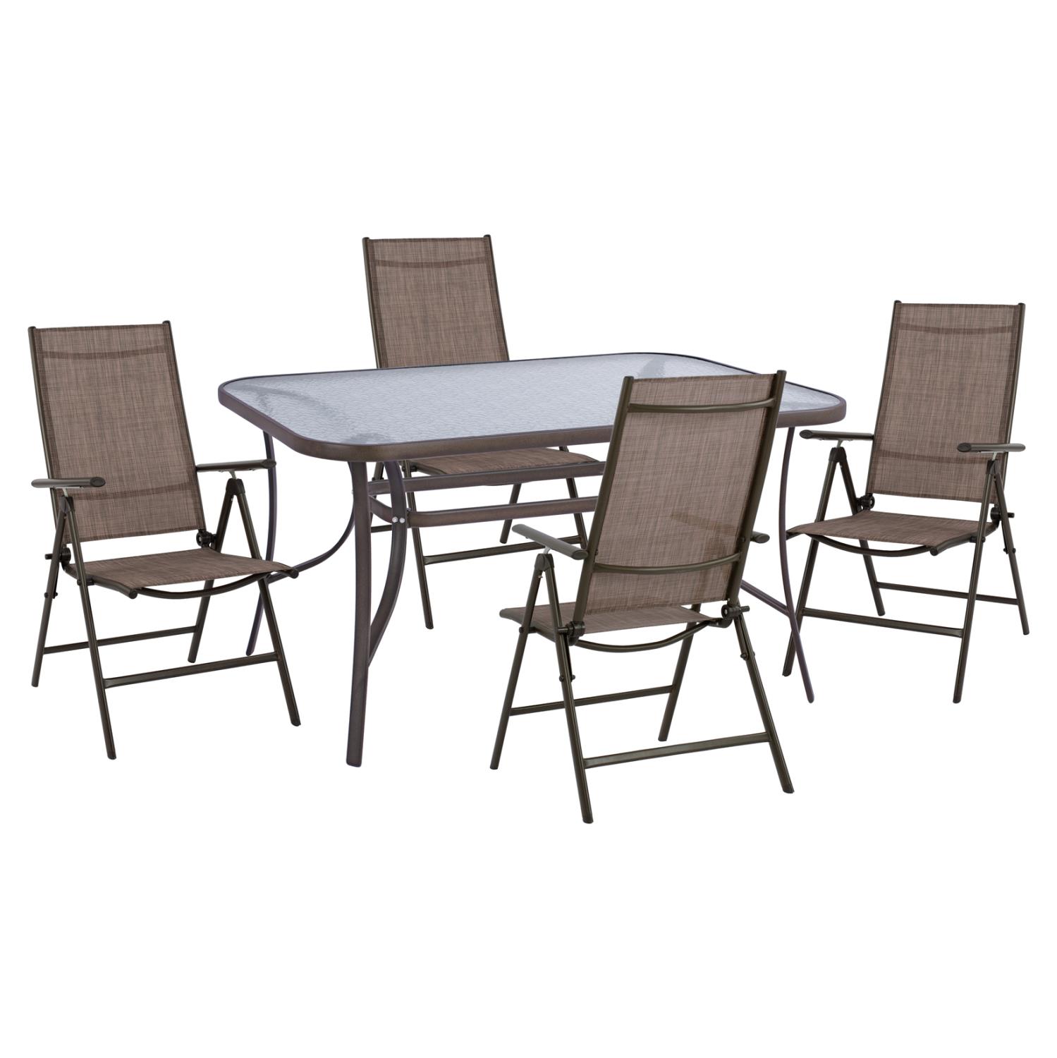 Σετ Κήπου Τραπεζαρία C10558.01 5 τεμ Μεταλλικό Καφέ με Τραπέζι 140x80x72 εκ. & 4 Καρέκλες Πτυσσόμενες