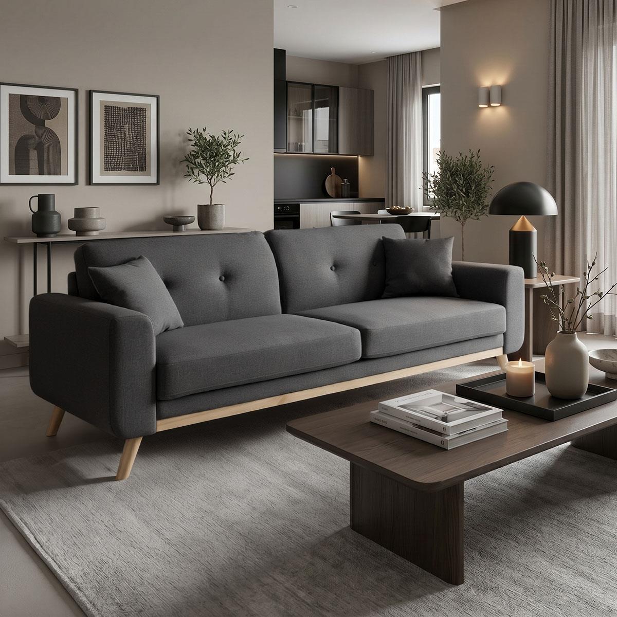 Καναπές - Kρεβάτι Carmelo Ύφασμα Ανθρακί 214x80x86 εκ.