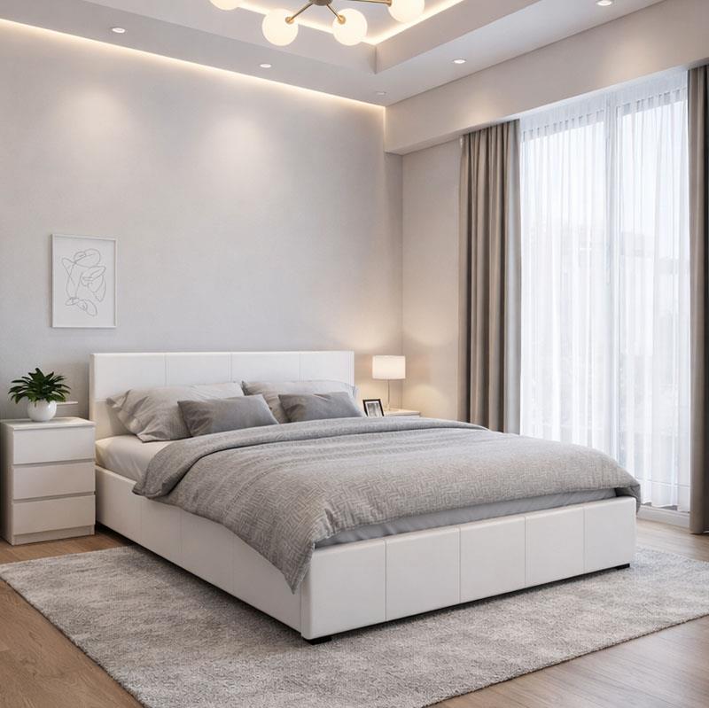 Κρεβάτι Norse διπλό pu λευκό με αποθηκευτικό χώρο 160x200εκ