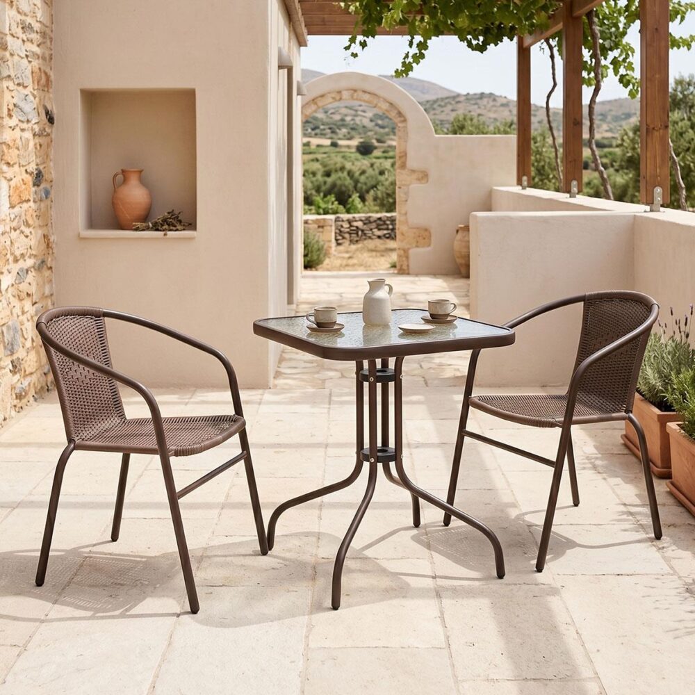 Σετ Τραπεζαρία Obbi-Watson 3τεμ μέταλλο-pe καφέ