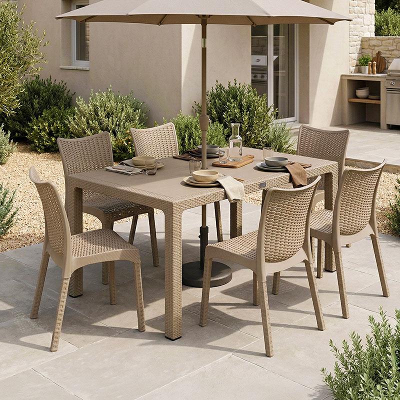 Σετ Τραπεζαρία Explore-Confident 7τεμ PP cappuccino 150x90x73,5εκ