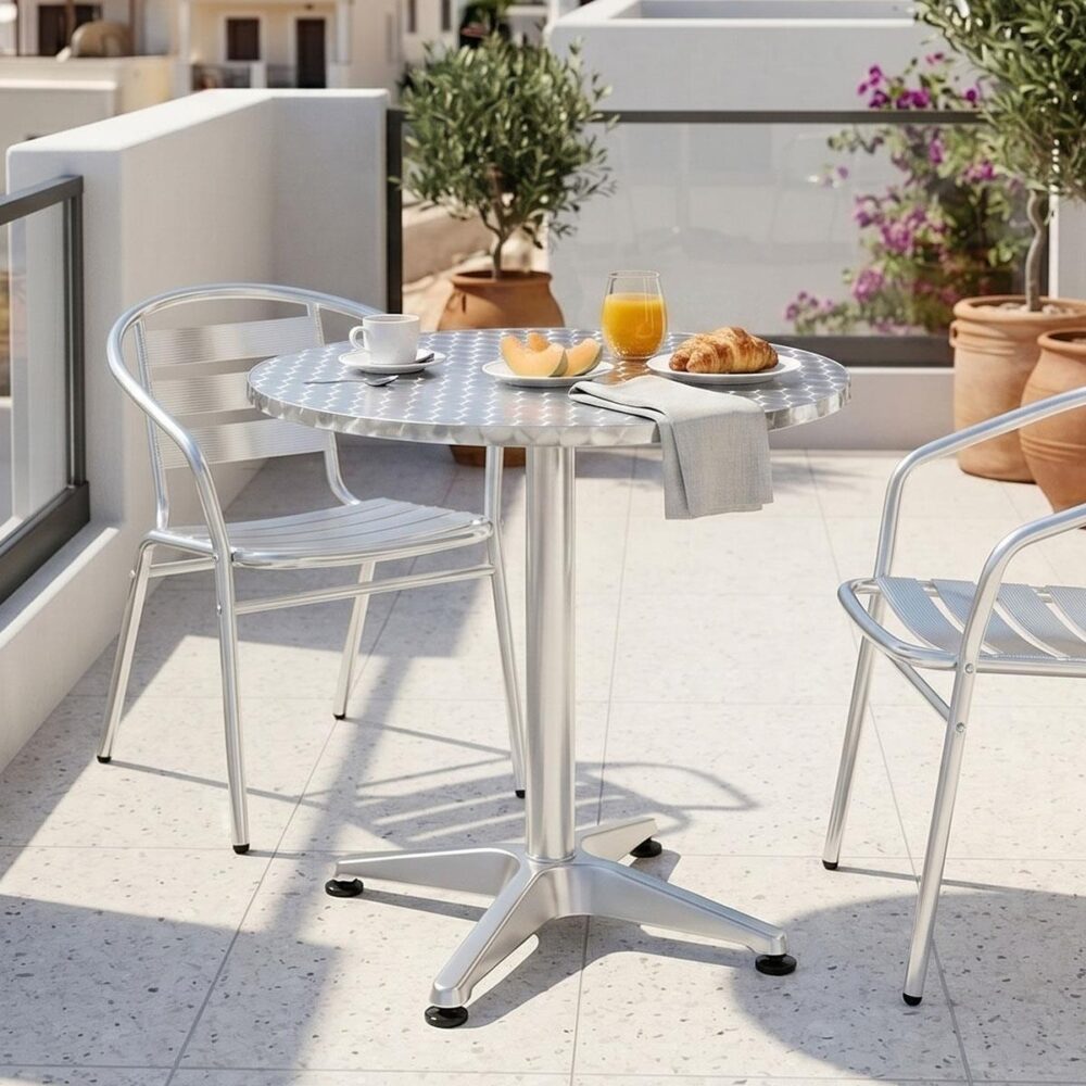 Τραπέζι Lazo χρωμίου αλουμίνιο Φ70x70εκ