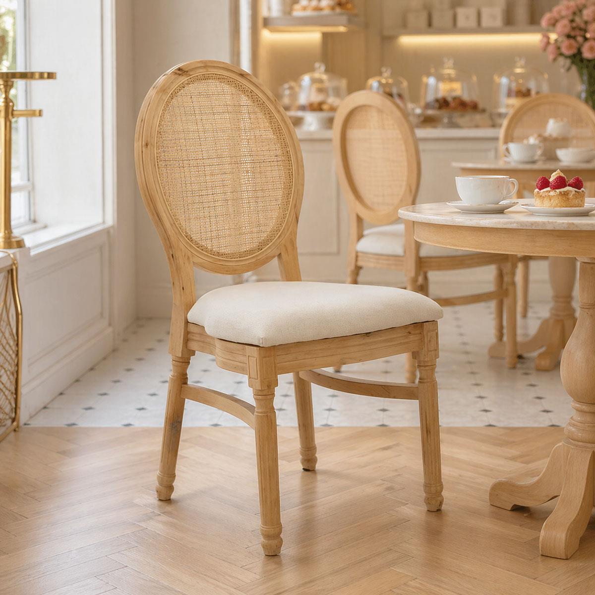 Καρέκλα Canco φυσικό rubberwood-φυσικό rattan 50x55x98εκ