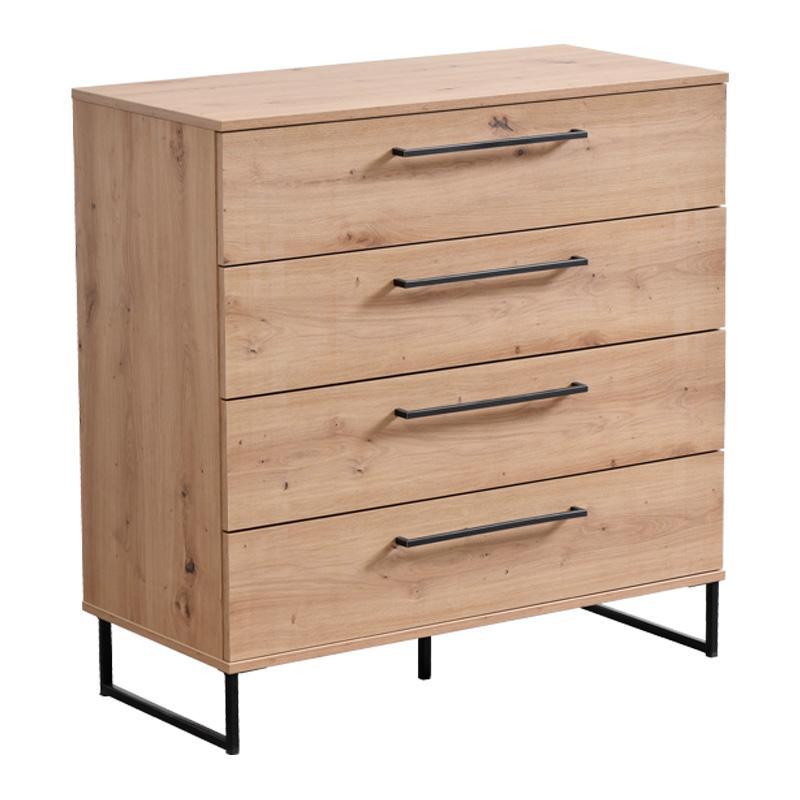 Κομότα - Συρταριέρα Sardinia 4F Artisan Oak - Μαύρο 91.5x42x93 εκ.