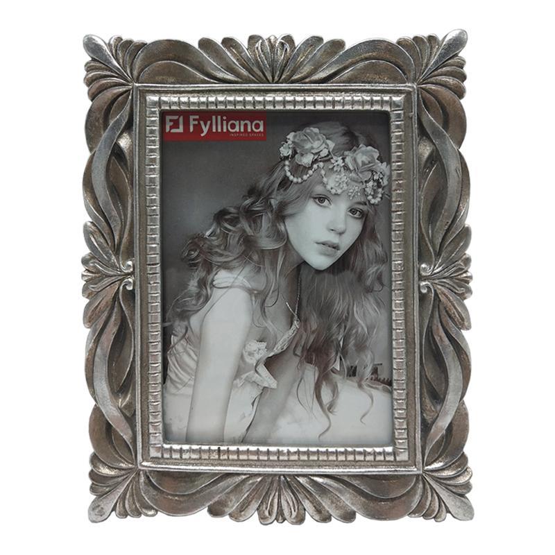 Κορνίζα FL21720 Fylliana Polyresin Ασημί χρώμα 10x15εκ.