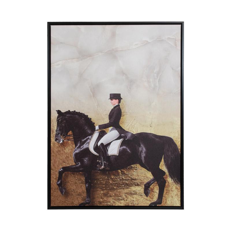 Κάδρο FL8345-3 Fylliana Μορφή Άλογο Μαύρο - Χρυσό χρώμα 50x70εκ.