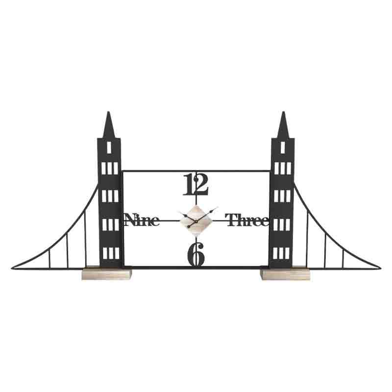 Επιτραπέζιο Ρολοϊ Bridge σε Nature Ξύλο και Μέταλλο 50x8x30εκ.