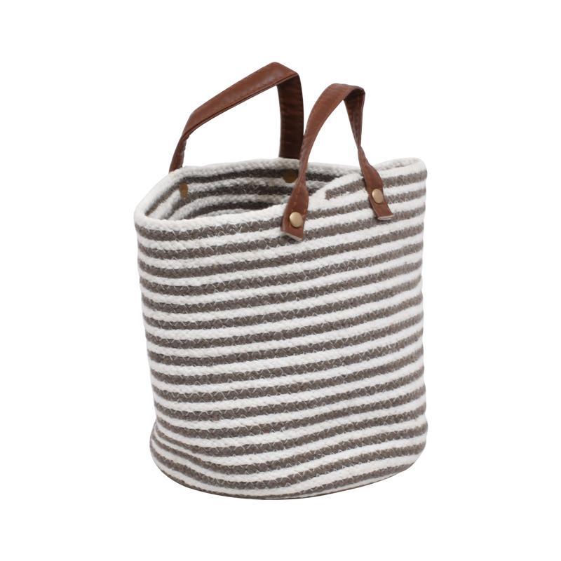 Διακοσμητικό Στρογγυλό Υφασμάτινο Καλάθι Dori FL116 Fylliana Camel - Λευκό 22x22 εκ.