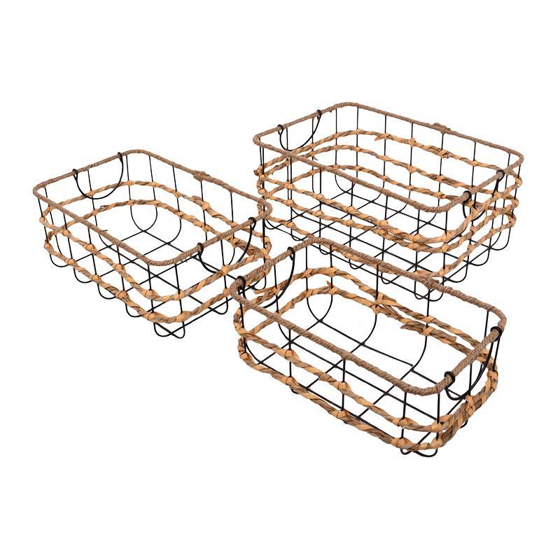 Σετ 3 τεμ Καλάθια FL220152 Fylliana Μπεζ 40x28x18 εκ.