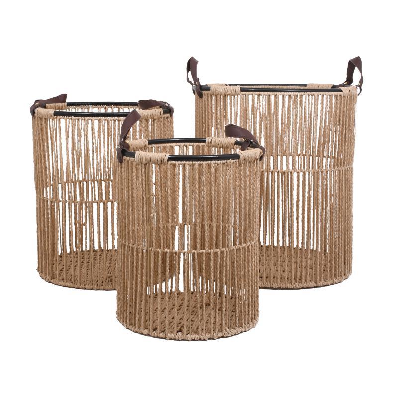Σετ 3 τεμ Καλάθια FL2428 Fylliana Μπεζ 40x45 εκ.