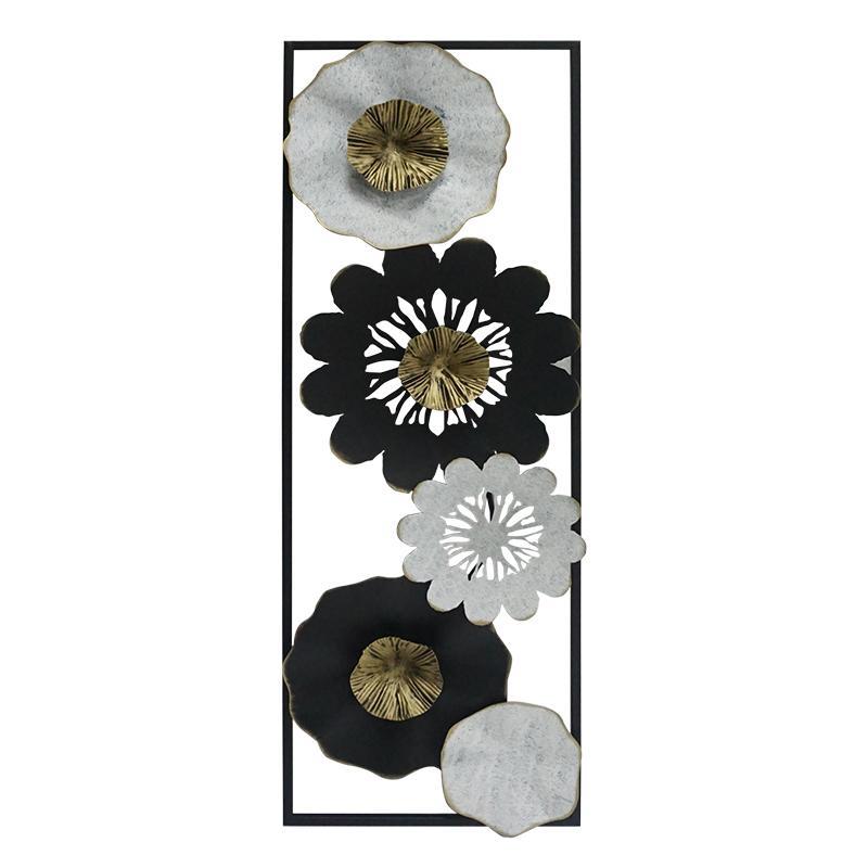 Μεταλλικό Διακοσμητικό Τοίχου Leafs FL097 Fylliana Μαύρο - Χρυσό - Γκρί 31x4x90 εκ.
