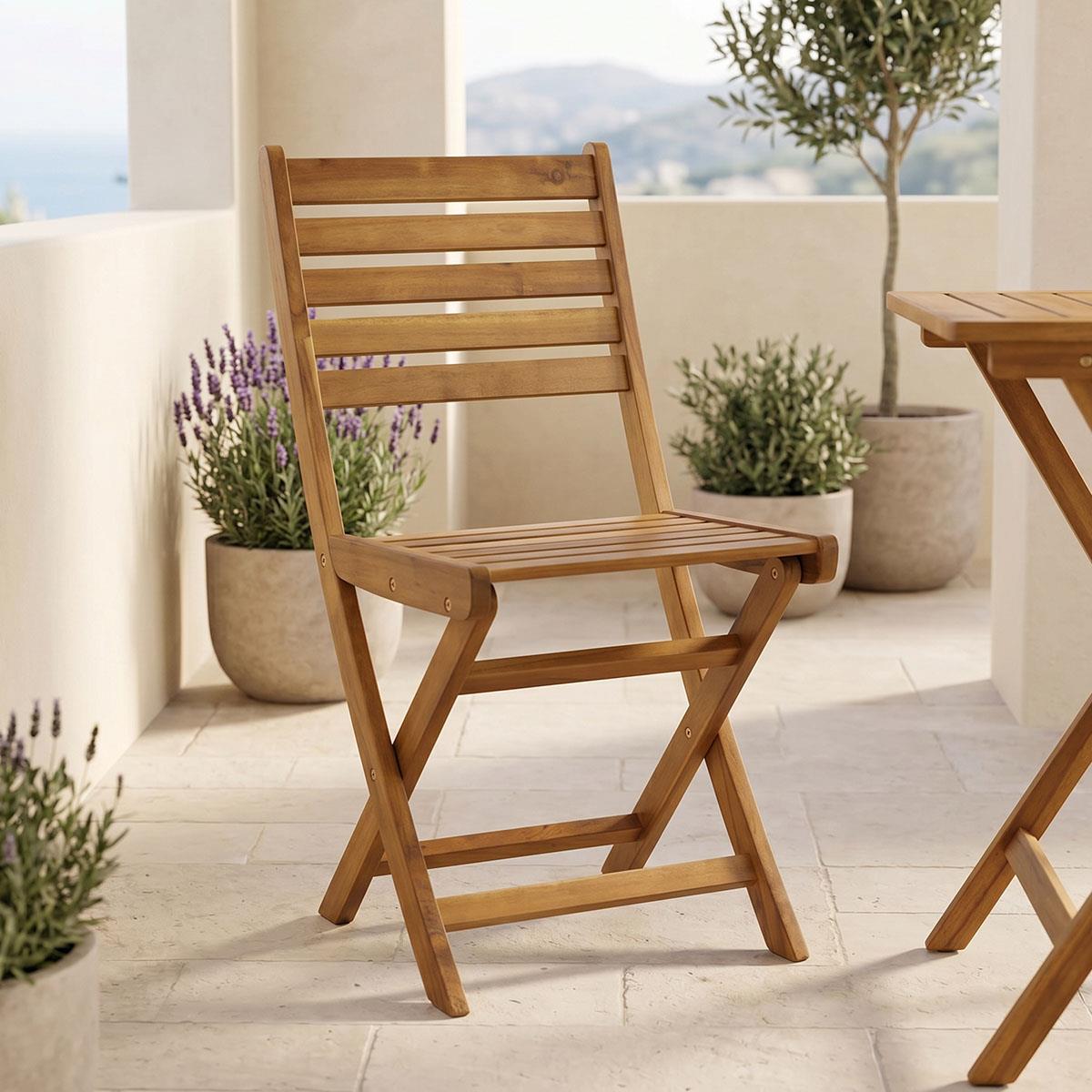 Καρέκλα Fatel πτυσσόμενη ξύλο ακακίας φυσικό 40x53x82εκ