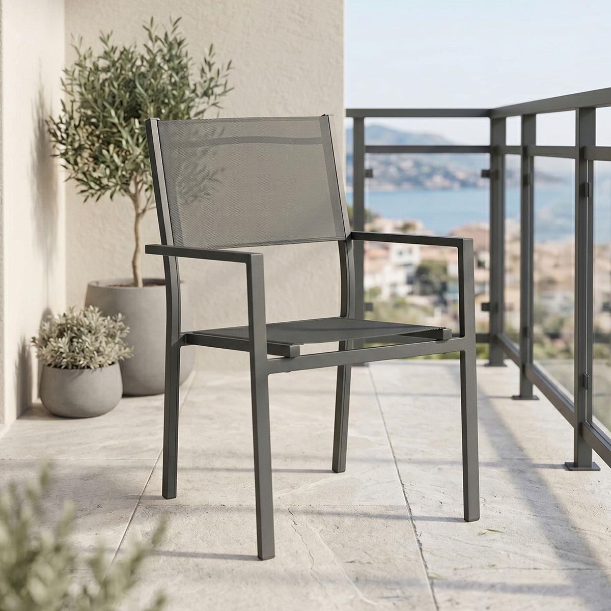 Καρέκλα - Πολυθρόνα Moly ανθρακί αλουμίνιο-textilene 61x56.5x87.5 εκ.