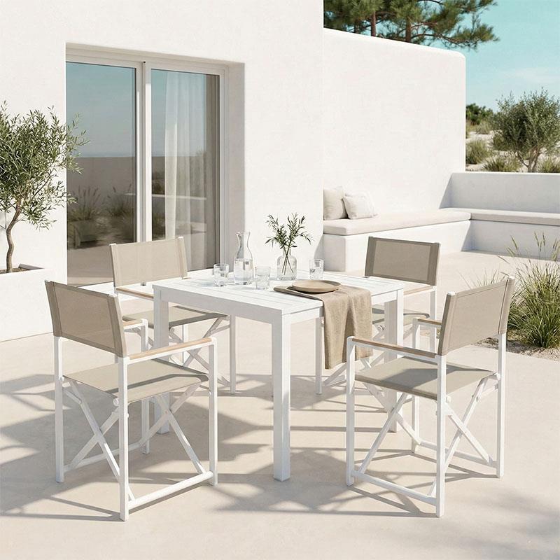 Σετ Τραπεζαρία Kliton - Mabu 5τεμ αλουμίνιο σε λευκή απόχρωση 80x80x74εκ