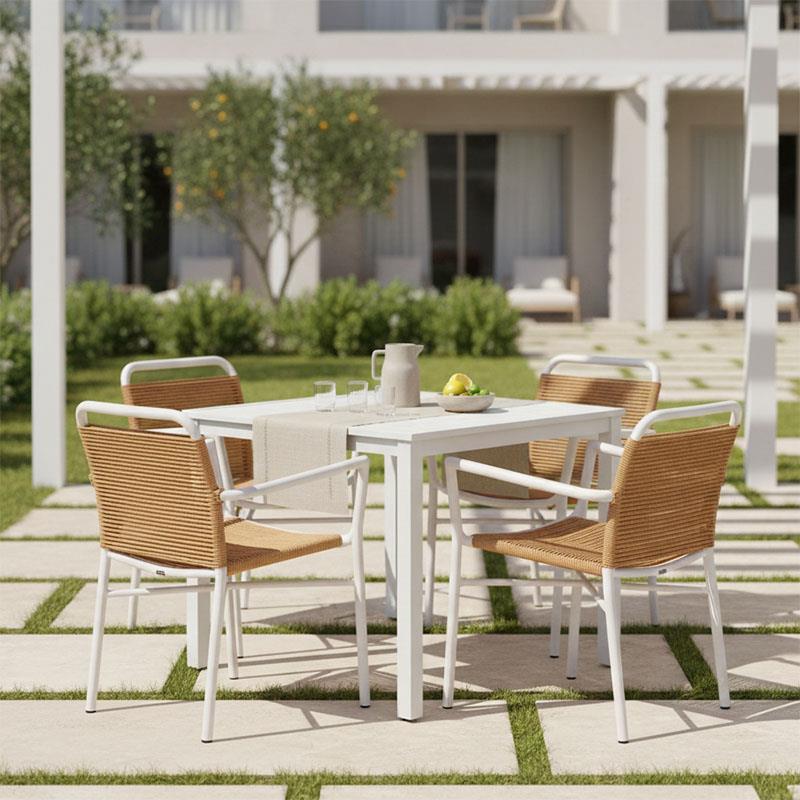 Σετ Τραπεζαρία Kliton - Clutch 5τεμ αλουμίνιο σε λευκή απόχρωση 80x80x74εκ