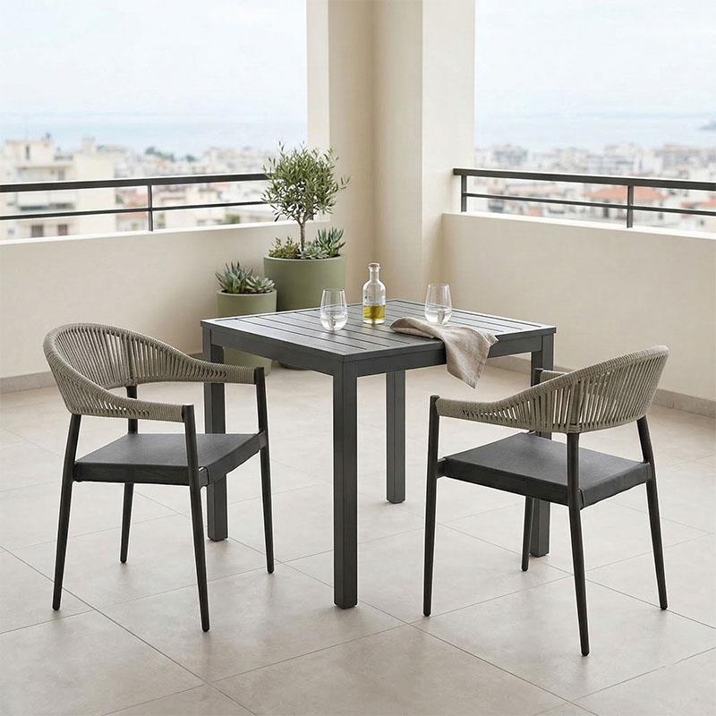 Σετ Τραπεζαρία Kliton - Elation 3τεμ  αλουμίνιο σε ανθρακί απόχρωση 80x80x74εκ