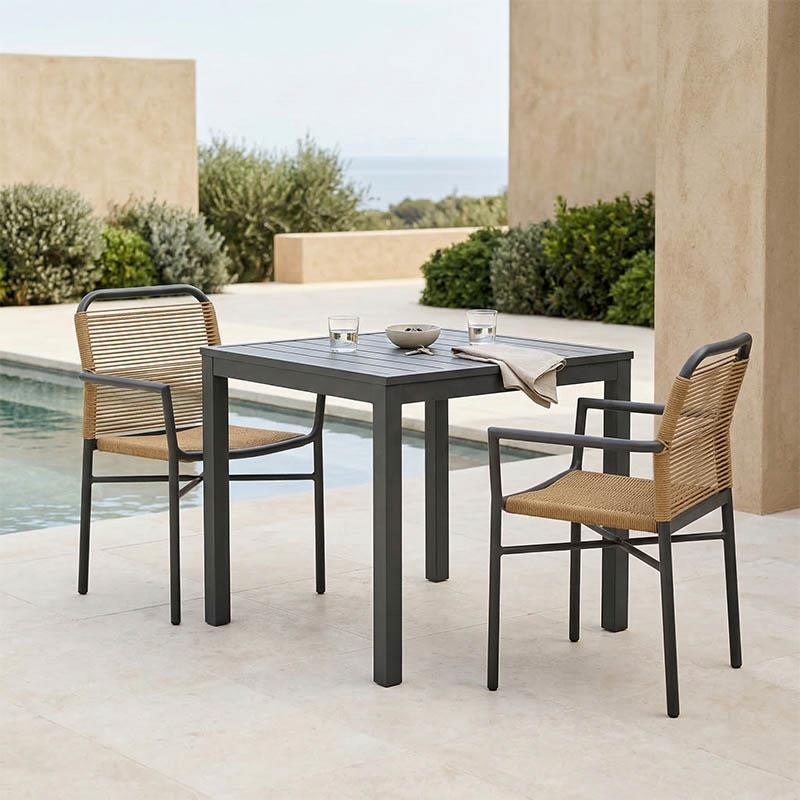 Σετ Τραπεζαρία Kliton - Clutch 3τεμ  αλουμίνιο σε ανθρακί απόχρωση 80x80x74εκ