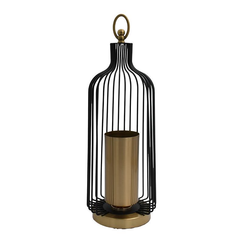 Μεταλλικό Κηροπήγιο FL8478 Fylliana Μαύρο - Μπρονζέ 17x17x50εκ.