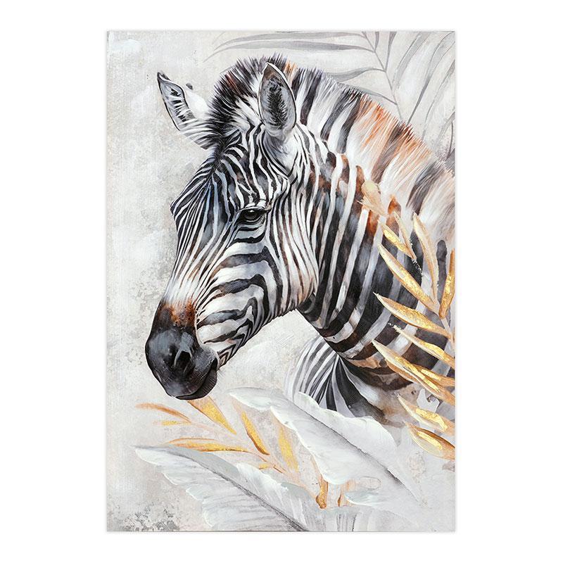 Πίνακας σε Καμβά Zebra Fylliana σε Γκρί -Μπέζ και Λευκό 70x3x100εκ.