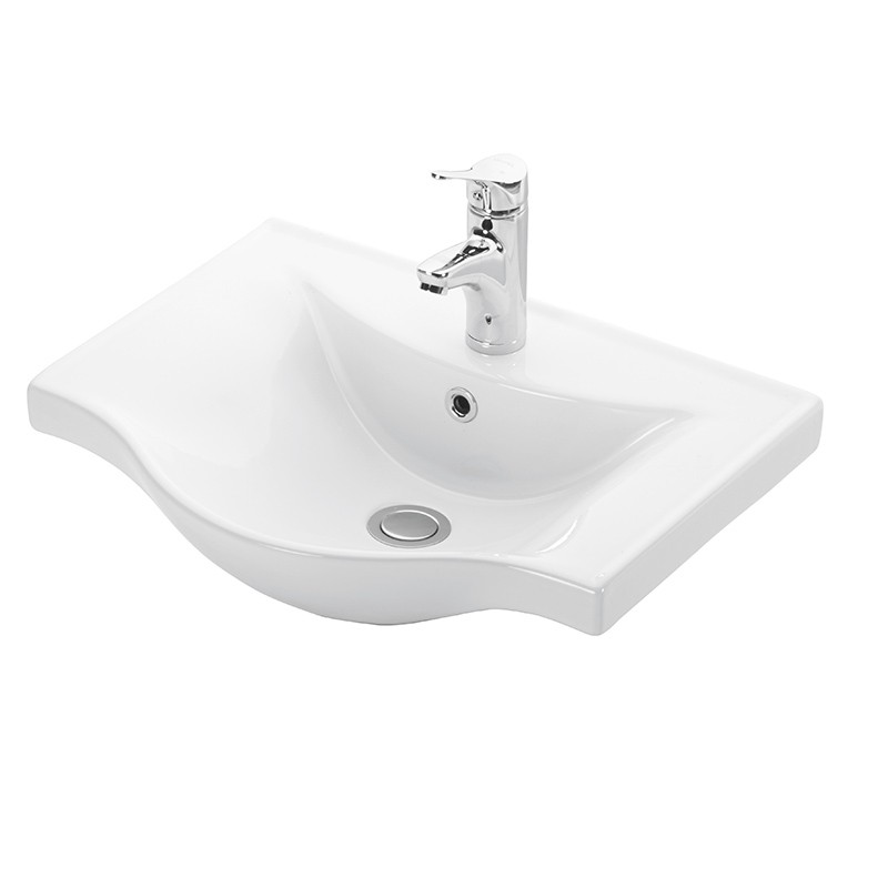 Νιπτήρας Μπάνιου BASIC 55 Λευκή γυαλιστερή πορσελάνη 55x46 εκ.