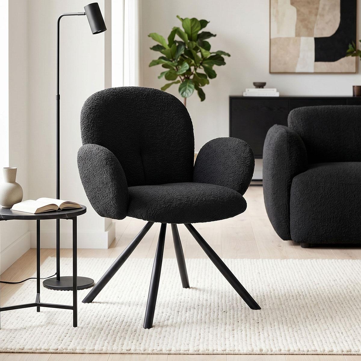 Καρέκλα - Πολυθρόνα Garzele Inart ανθρακί ύφασμα-πόδι μαύρο μέταλλο 68x66x82.5εκ