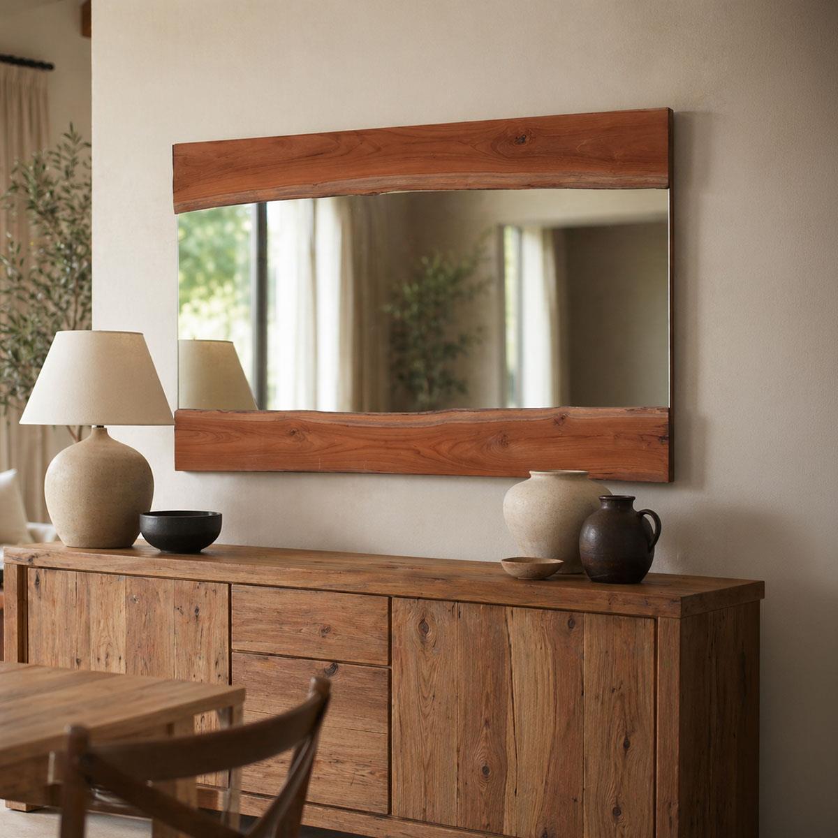 Καθρέπτης Riverine teak ξύλο σε φυσική απόχρωση 120x80x4εκ