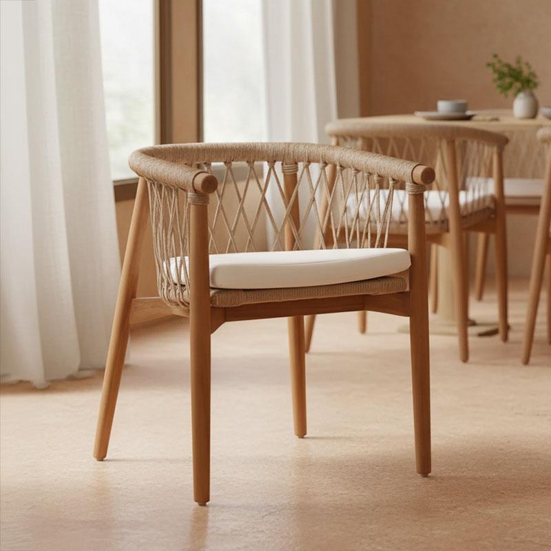 Καρέκλα - Πολυθρόνα Abby σκελετός από teak ξύλο σε φυσική απόχρωση και κρεμ μαξιλάρι 60x58x78εκ