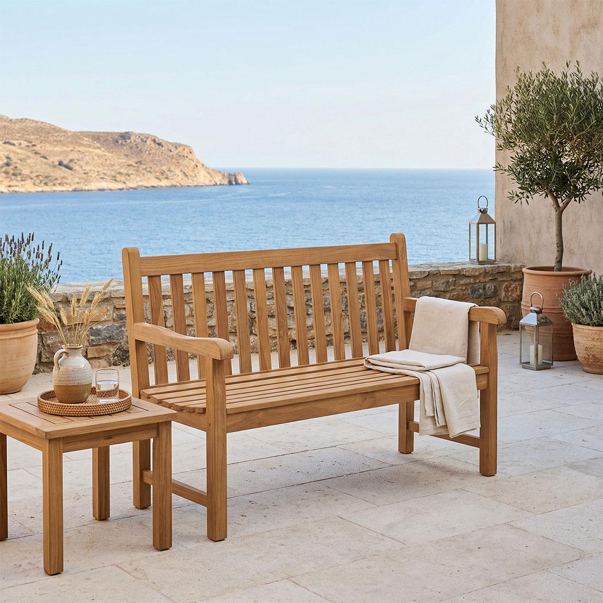 Παγκάκι Nat teak ξύλο σε φυσική απόχρωση 120x57x96εκ