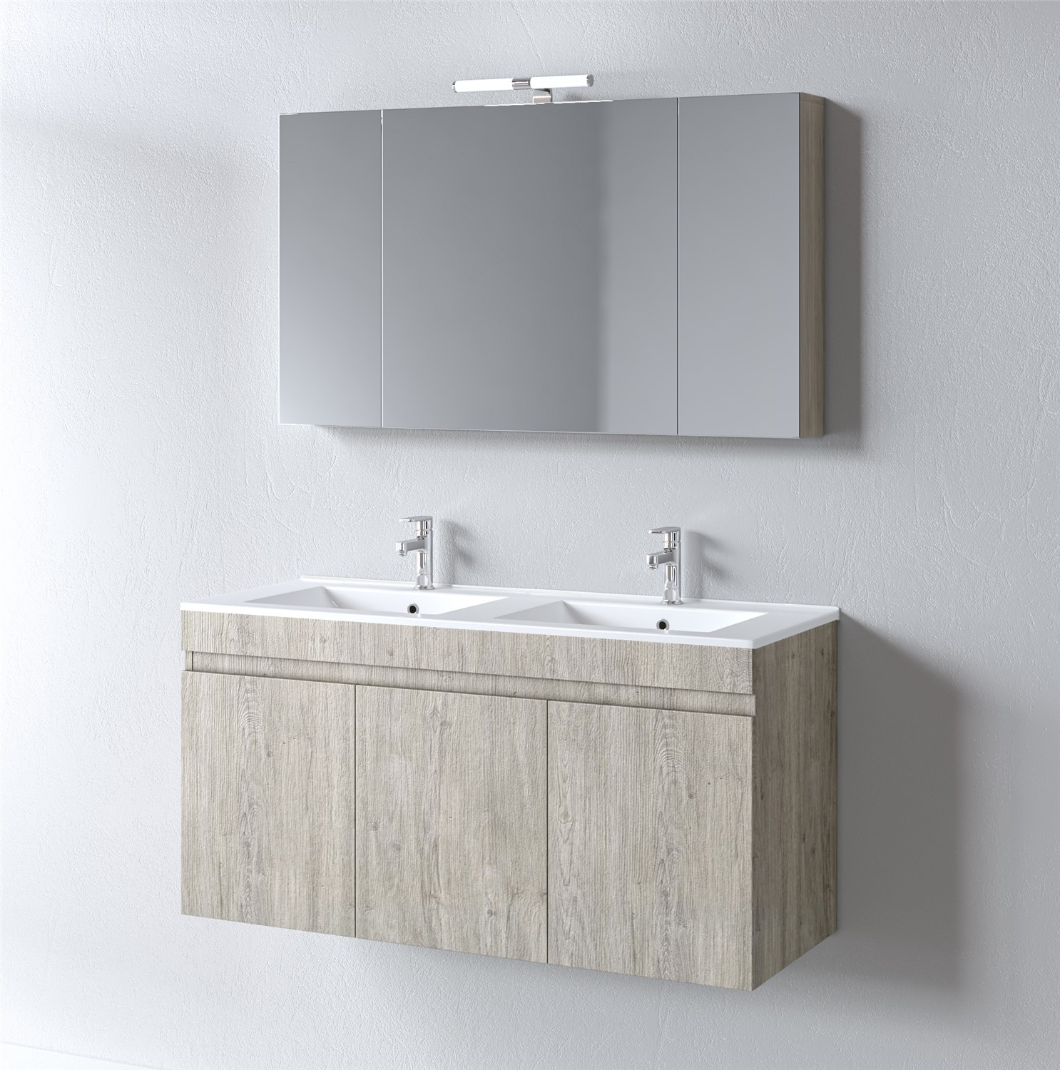 Σετ Έπιπλο Μπάνιου OMEGA 120 Beige Oak με Διπλό Νιπτήρα