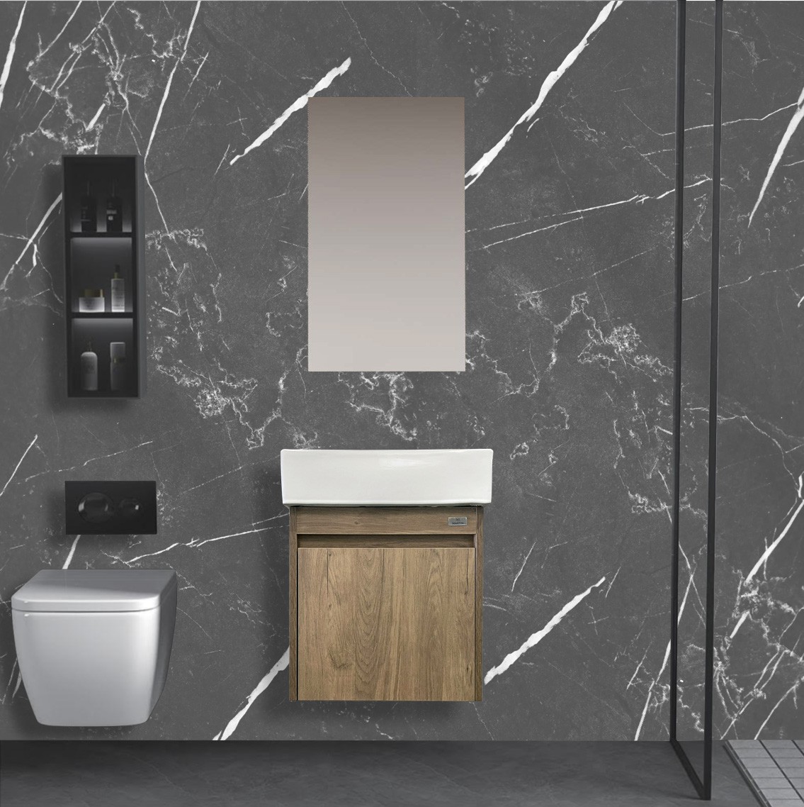 Σετ Επίπλου Mπάνιου KAREN 45 Καφέ