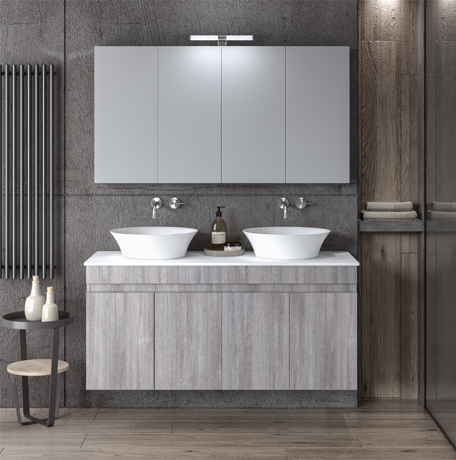 Σετ Έπιπλο Μπάνιου OMEGA TOP 120 Grey Oak Σετ Έπιπλο Μπάνιου OMEGA TOP 120 Grey Oak