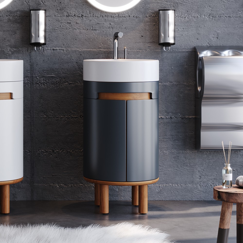 Πάγκος μπάνιου με Νιπτήρα MASAL 42 Ανθρακί 42x51x69 εκ.