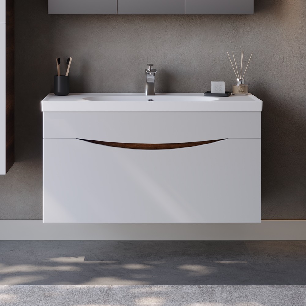 Πάγκος μπάνιου με Νιπτήρα SMILE 100 Λευκό - Barok 100x45.5x54.5 εκ. Πάγκος μπάνιου με Νιπτήρα SMILE 100 Λευκό - Barok 100x45.5x54.5 εκ.