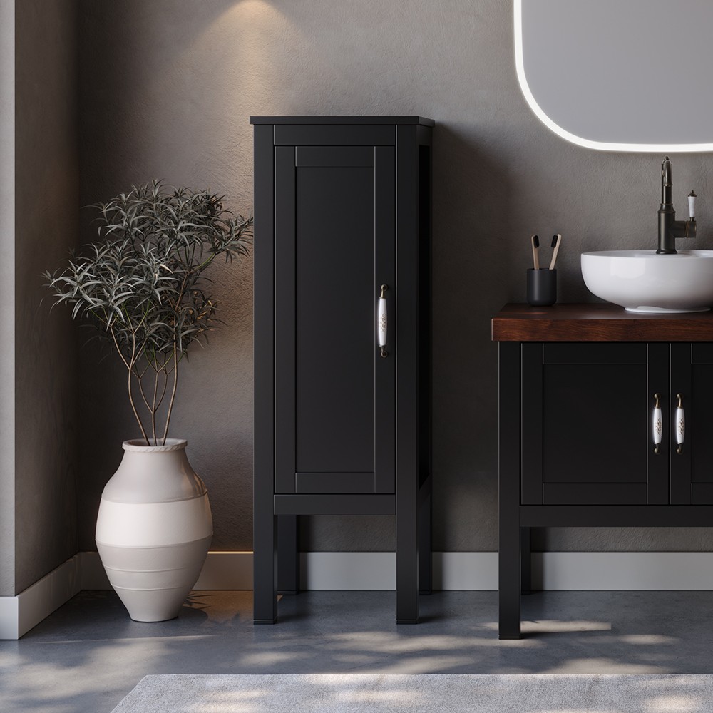 Στήλη μπάνιου επιδαπέδια LONDON 40 Μαύρη 40x35x140 εκ.