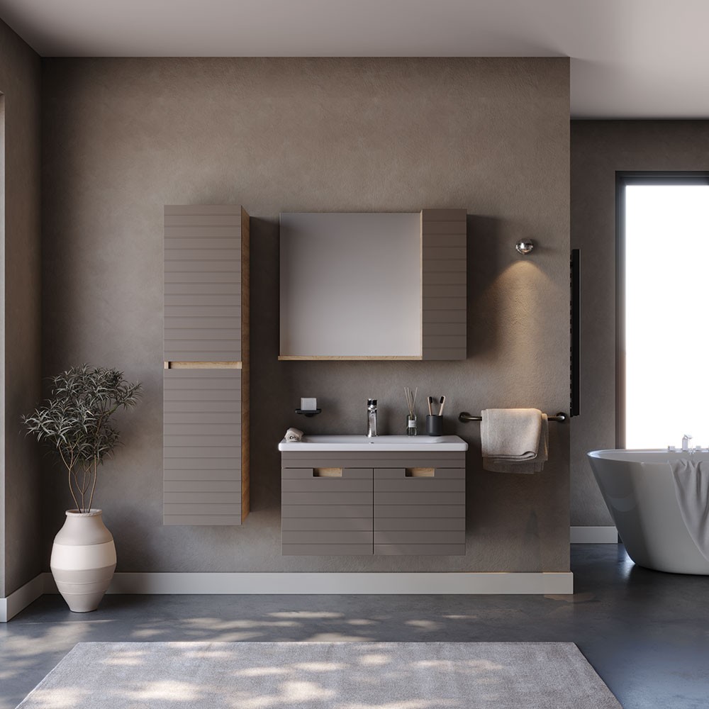 Σετ Έπιπλο Μπάνιου VEGA 80 MDF Καπουτσίνο Λάκα