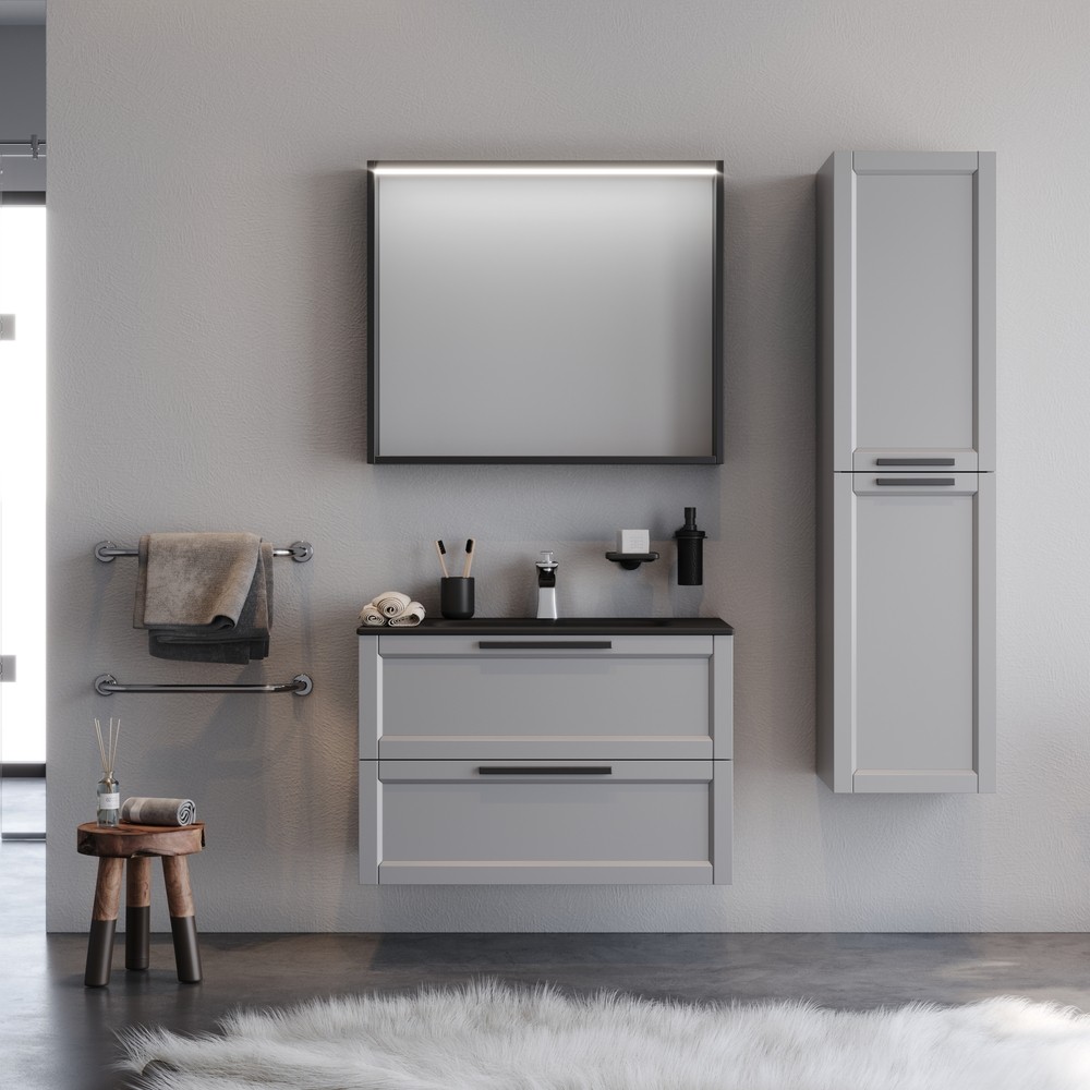 Σετ Έπιπλο Μπάνιου LAGUNA 80 MDF Γκρί Λάκα