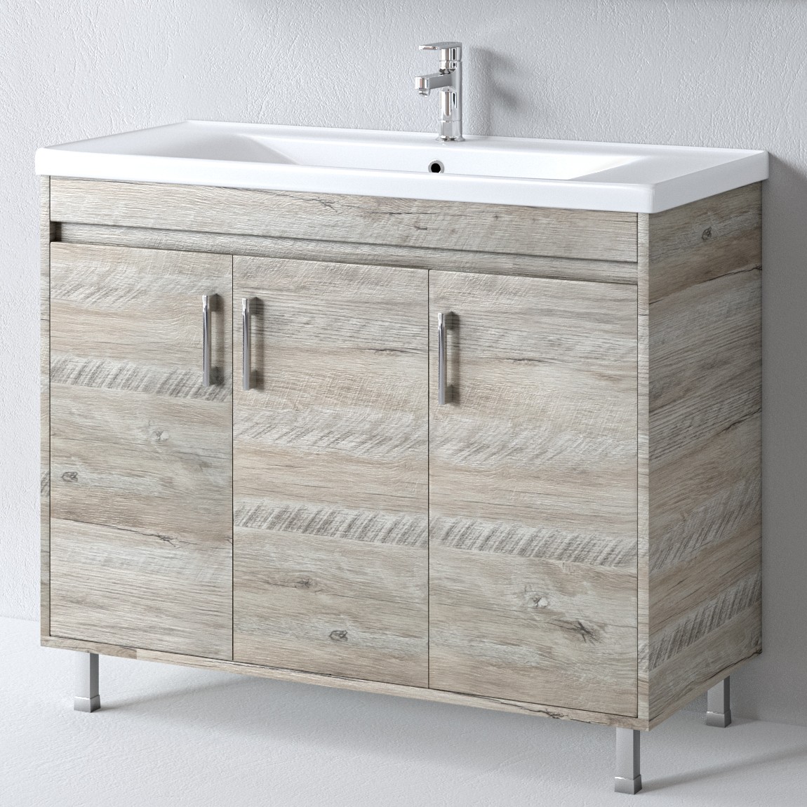 Πάγκος μπάνιου με Νιπτήρα SAVINA 100 Natural Oak 97x44x83 εκ.