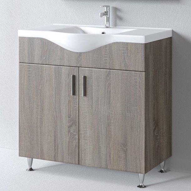 Πάγκος μπάνιου με Νιπτήρα SIENA 90 Sonoma Dark Πάγκος μπάνιου με Νιπτήρα SIENA 90 Sonoma Dark