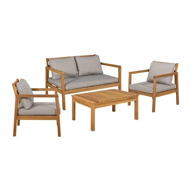 Σετ κήπου FL129 Fylliana 4 τεμ Ξύλο Ακακίας Καρυδί - Μπέζ