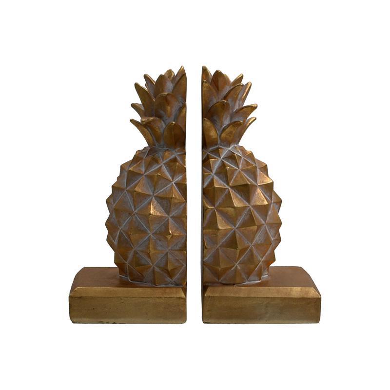 Σετ Βιβλιοστάτες 2τεμ. "Ανανάς" FL531 Fylliana Polyresin Χρυσό-Λευκό χρώμα 9x9x19εκ