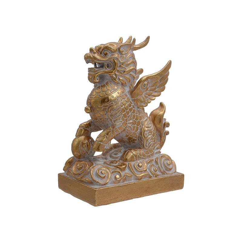 Επιτραπέζιο Διακοσμητικό "Δράκος" FL547 Fylliana Polyresin Χρυσό χρώμα 20x13x30εκ
