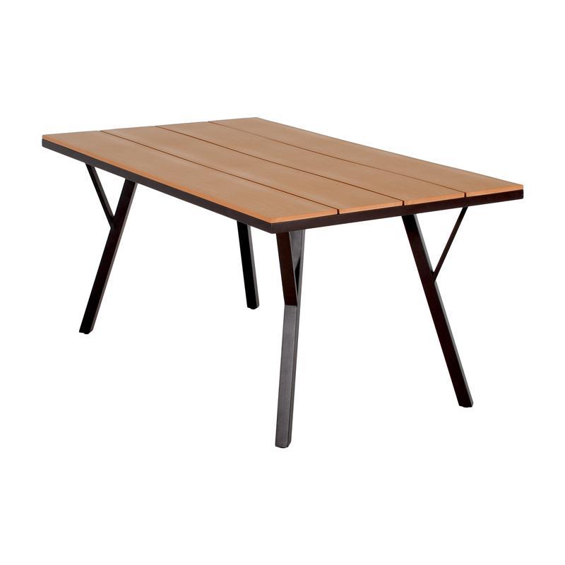 Τραπέζι FL6514 Fylliana Μεταλλικό Polywood Καφέ 160x91x72 εκ.