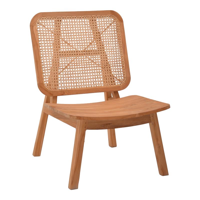 Καρέκλα Viborg φυσικό teak ξύλο-φυσικό rattan 60x75x87εκ