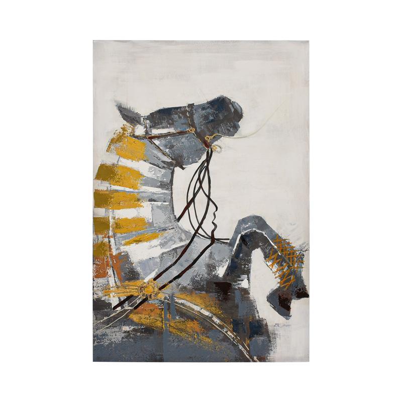 Κάδρο Horse Fylliana Μαύρο -Μπέζ -Γκρί χρώμα 120x3x80εκ.