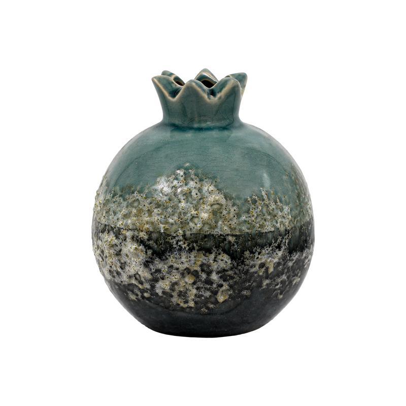 Κεραμικό Διακοσμητικό Ρόδι FL752 Fylliana Πράσινο-Γκρί χρώμα 13x15εκ