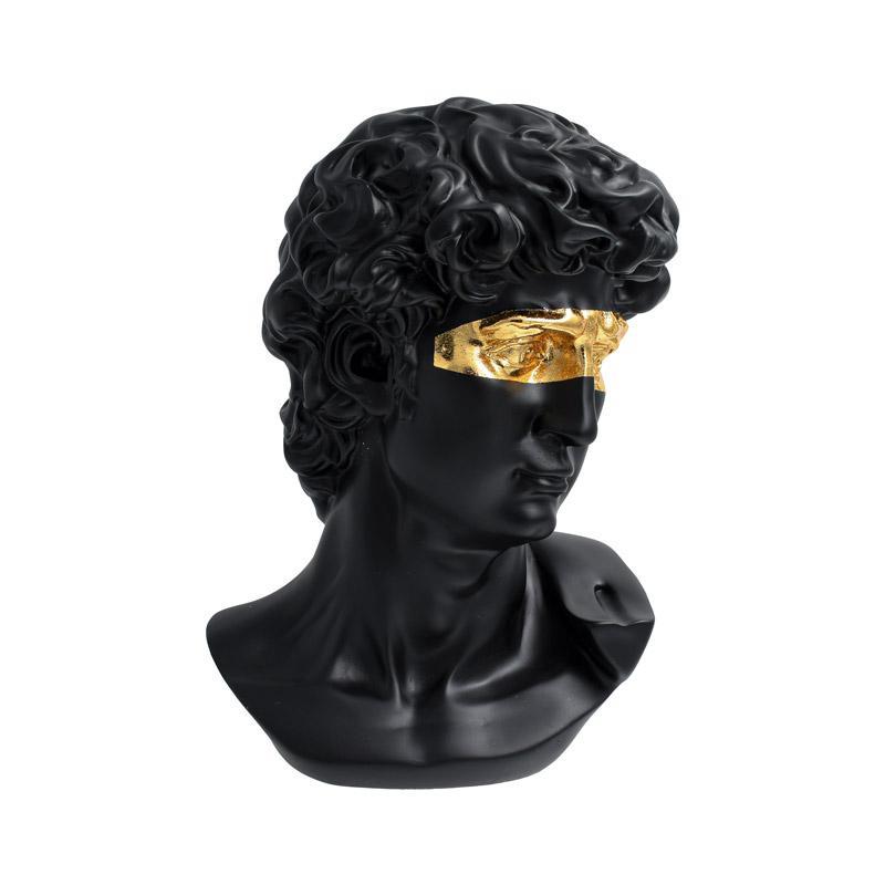 Επιτραπέζια Διακοσμητική Φιγούρα "Πρόσωπο Άνδρας" FL729 Fylliana Μαύρο-Χρυσό χρώμα 20x15x28εκ